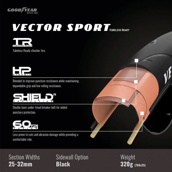 Cubierta Vector Sport 700x25 TLR Neg