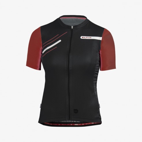 Maillot mujer Glorious manga corta negro y burdeos