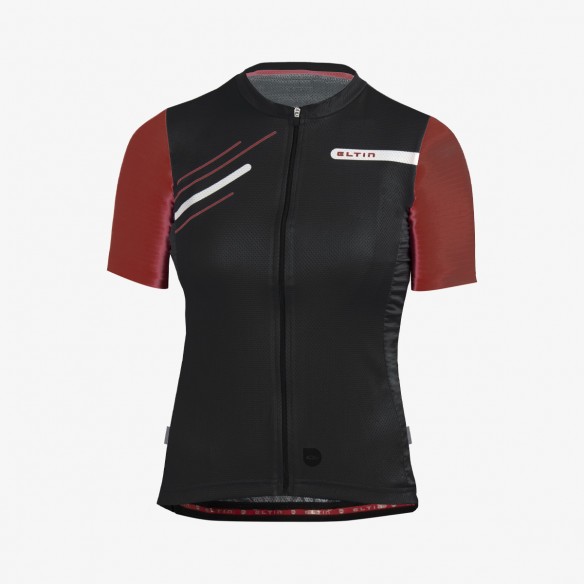 Maillot mujer Glorious manga corta negro y burdeos